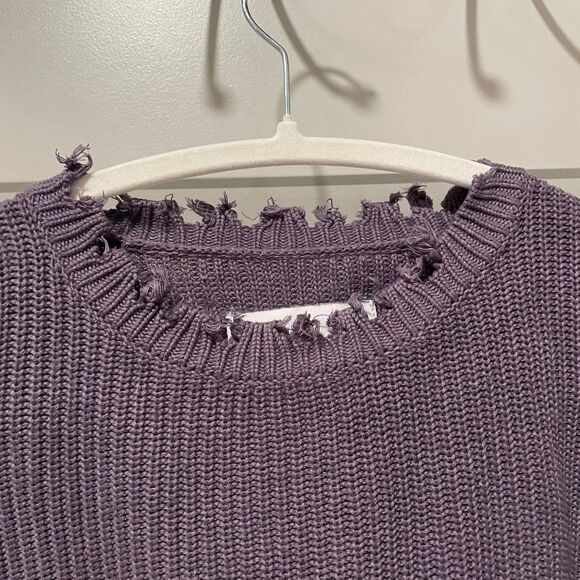 Pistola Eva Oversized Distressed Purple Cotton Sweater, size S - Picture 7 of 10